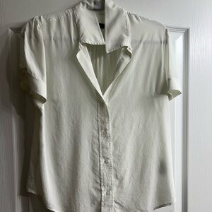 White Button-Up Short Sleeve Blouse